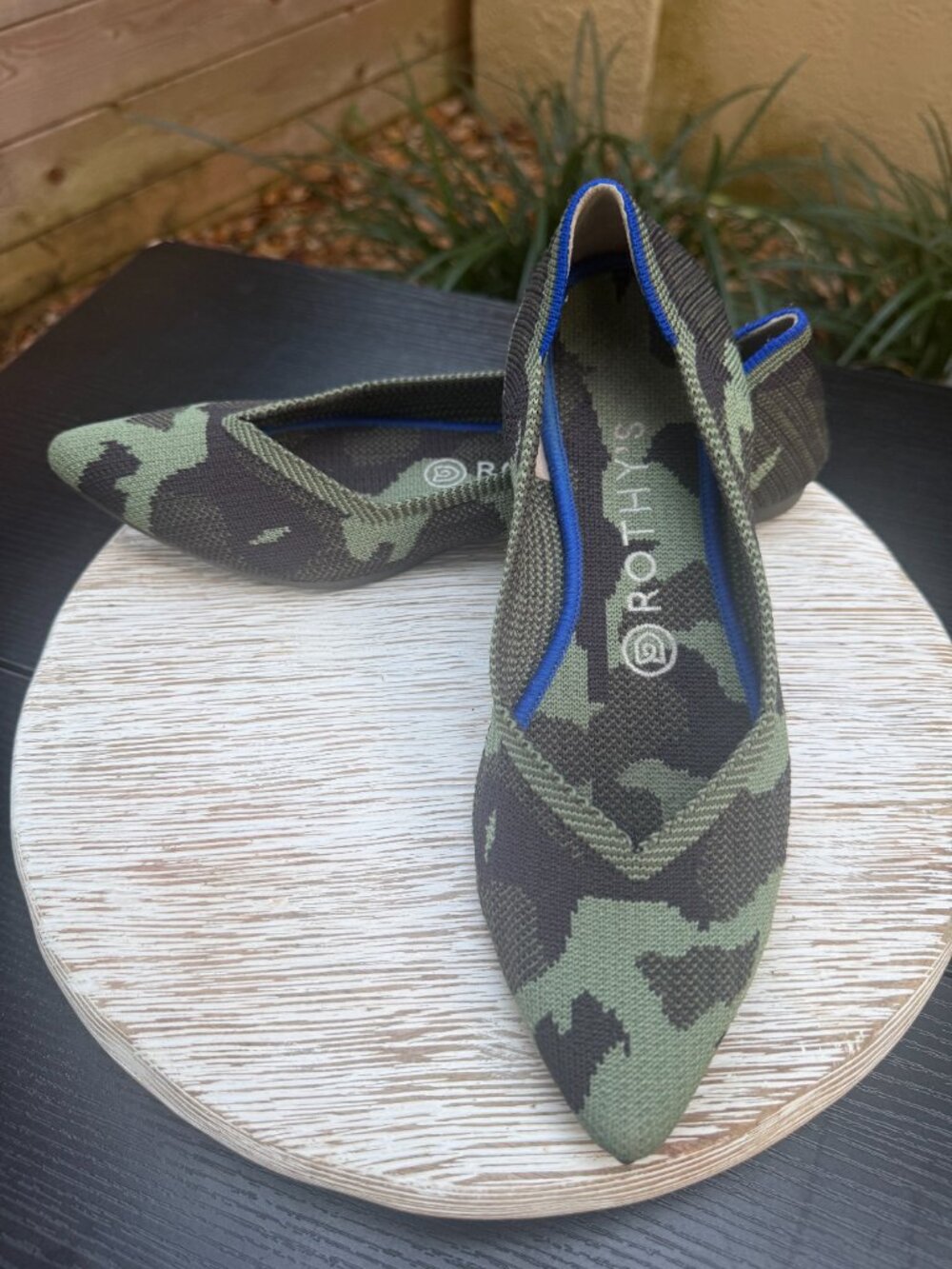ROTHY'S The Point Ballet Flats Women's 7Jungle Camo Green Casual Travel Preppy